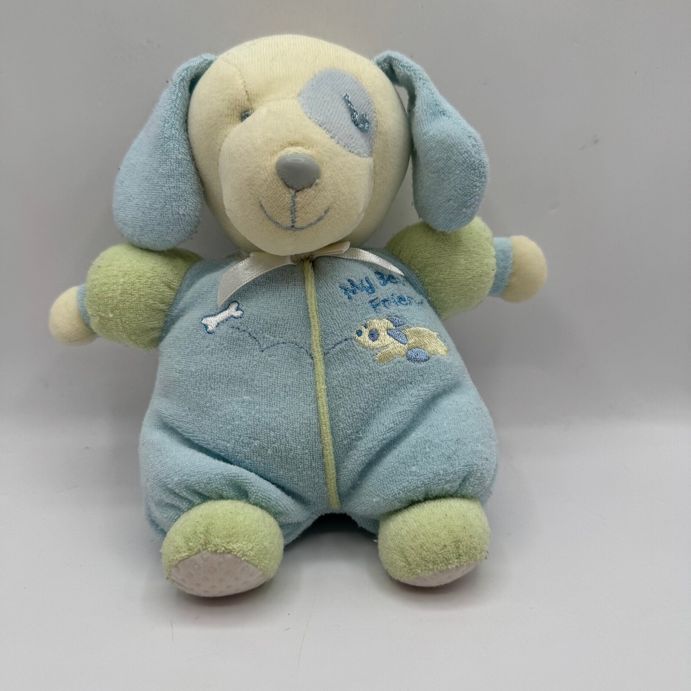 Carter's Starters Puppy Dog Plush Kids Blue Green My Best Friend Toy Rattle